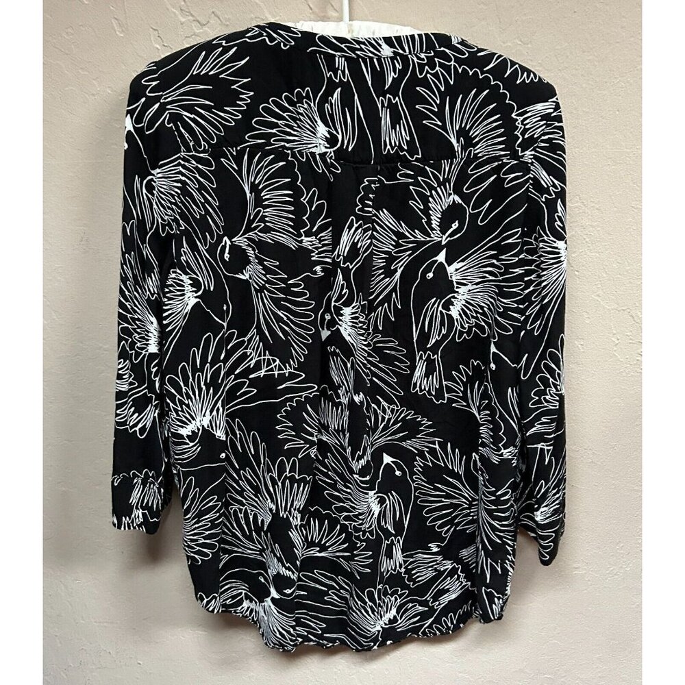 Anthropologie Maeve Womens 3/4 Sleeve Tunic Top Size 4 Black Pintuck Wildbird - Picture 2 of 9